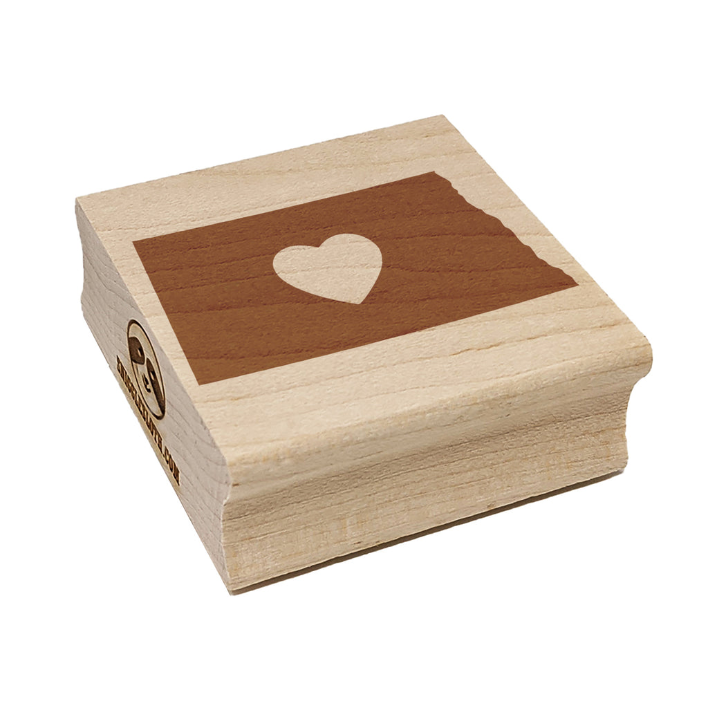 North Dakota State with Heart Square Rubber Stamp for Stamping Crafting