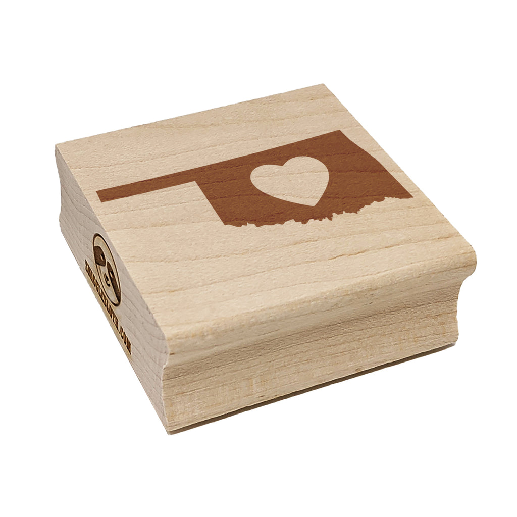 Oklahoma State with Heart Square Rubber Stamp for Stamping Crafting