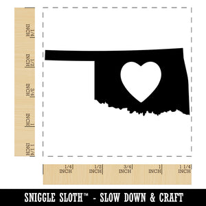 Oklahoma State with Heart Square Rubber Stamp for Stamping Crafting