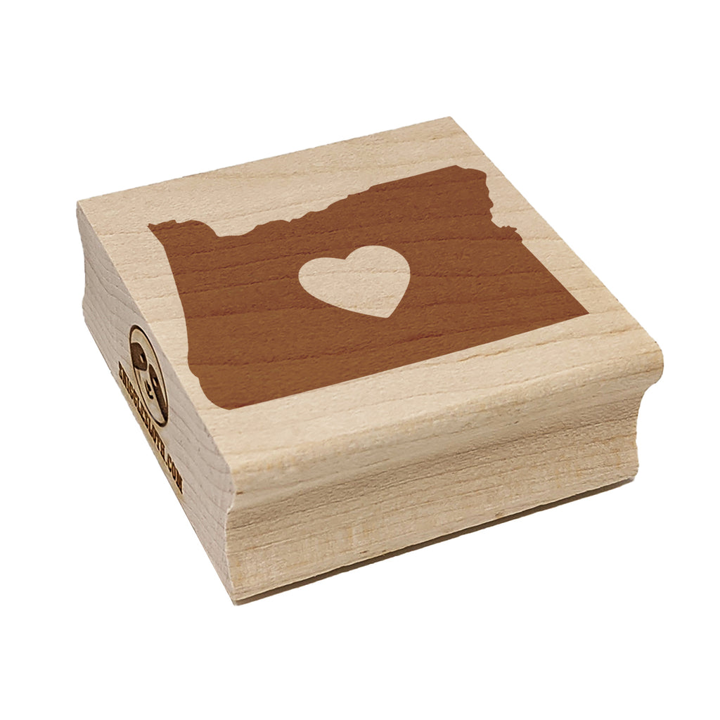 Oregon State with Heart Square Rubber Stamp for Stamping Crafting