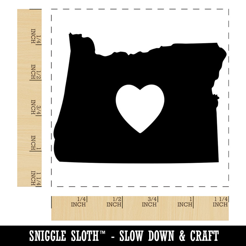 Oregon State with Heart Square Rubber Stamp for Stamping Crafting