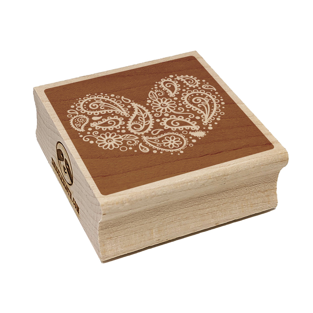 Paisley Heart On Square Square Rubber Stamp for Stamping Crafting