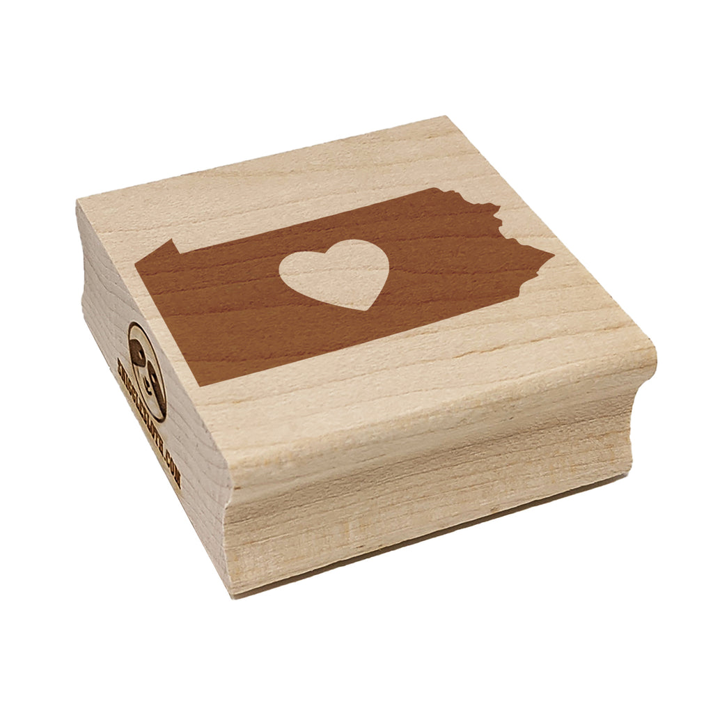 Pennsylvania State with Heart Square Rubber Stamp for Stamping Crafting