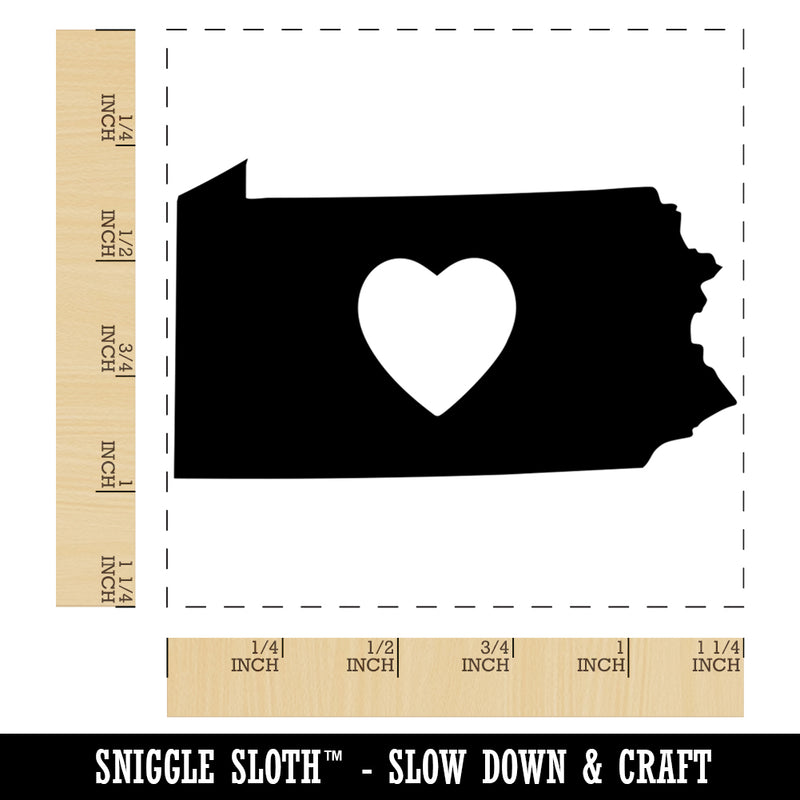 Pennsylvania State with Heart Square Rubber Stamp for Stamping Crafting