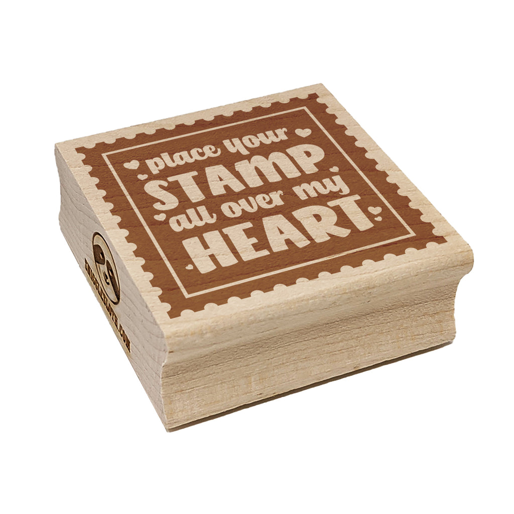 Place Your Stamp All Over My Heart Love Valentine's Day Square Rubber Stamp for Stamping Crafting