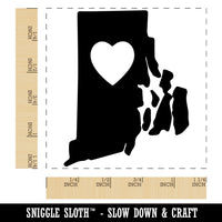 Rhode Island State with Heart Square Rubber Stamp for Stamping Crafting