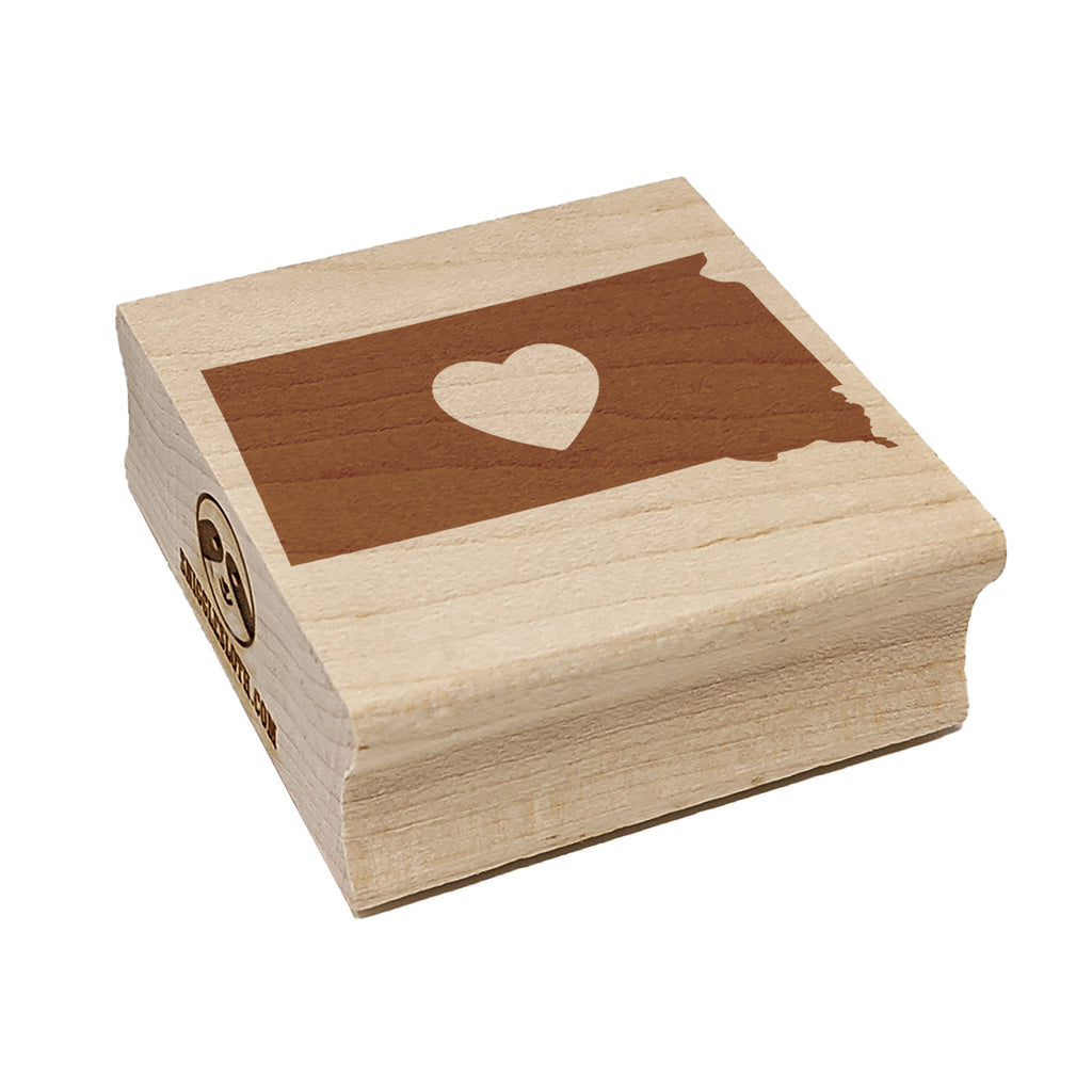 South Dakota State with Heart Square Rubber Stamp for Stamping Crafting