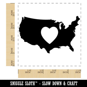 USA United States of America Country with Heart Square Rubber Stamp for Stamping Crafting