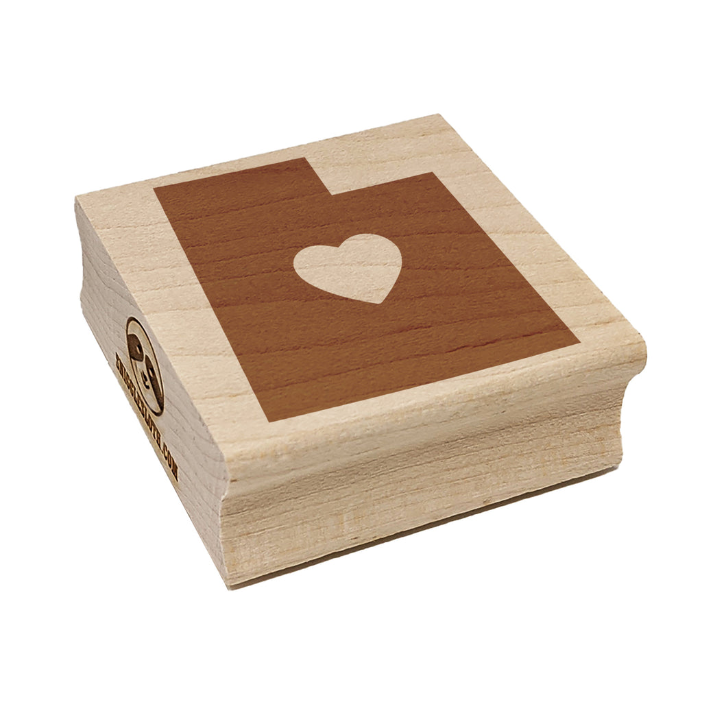 Utah State with Heart Square Rubber Stamp for Stamping Crafting