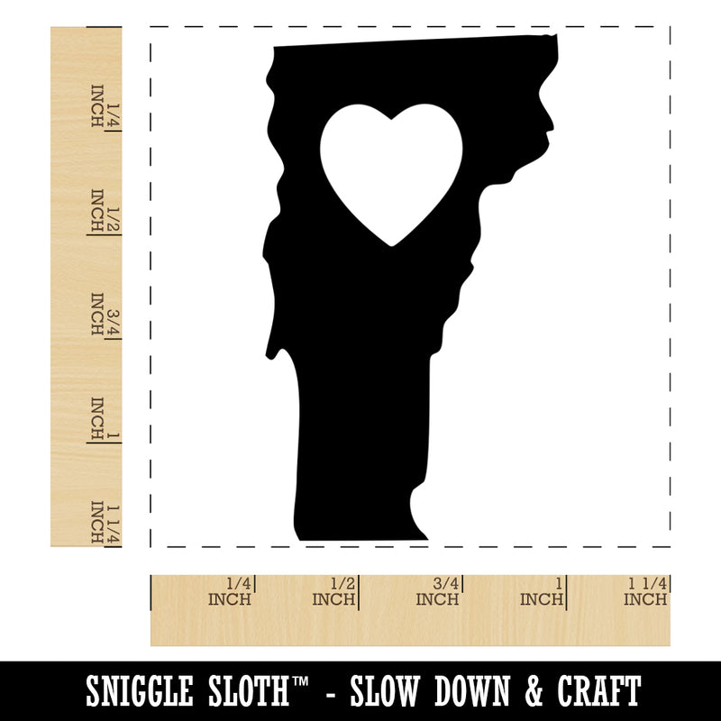 Vermont State with Heart Square Rubber Stamp for Stamping Crafting