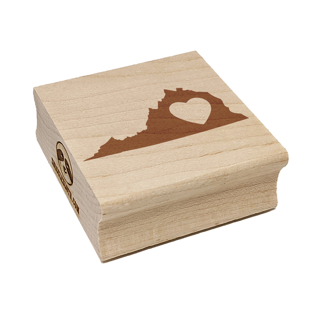 Virginia State with Heart Square Rubber Stamp for Stamping Crafting