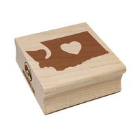 Washington State with Heart Square Rubber Stamp for Stamping Crafting