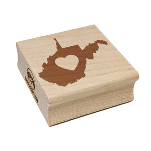 West Virginia State with Heart Square Rubber Stamp for Stamping Crafting