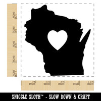 Wisconsin State with Heart Square Rubber Stamp for Stamping Crafting