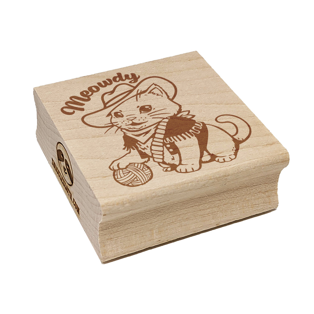 Adorable Cowboy Cat Meowdy Howdy Square Rubber Stamp for Stamping Crafting