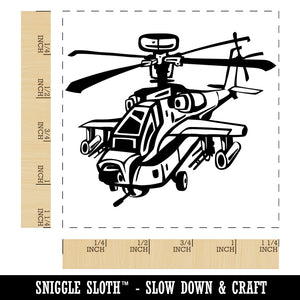 Cartoon Military Apache Attack Helicopter Chopper Square Rubber Stamp for Stamping Crafting