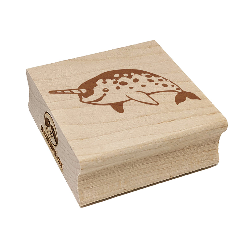 Cheerful Narwhal the Horned Whale Square Rubber Stamp for Stamping Crafting