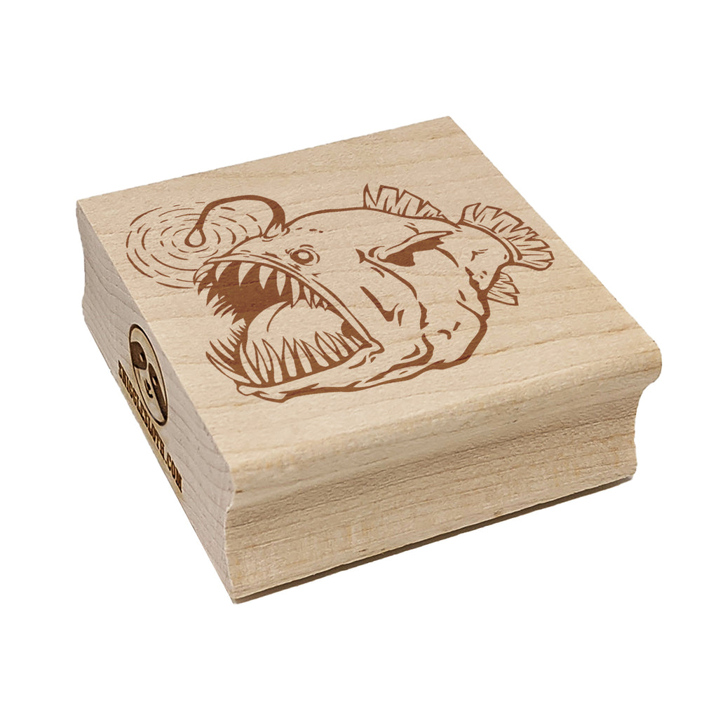 Creepy Scary Angler Fish Square Rubber Stamp for Stamping Crafting