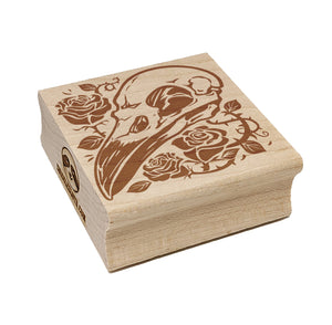 Crow Raven Bird Skull with Roses Square Rubber Stamp for Stamping Crafting