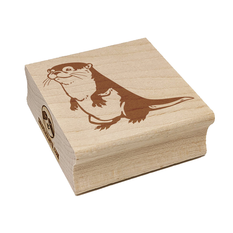 Curious and Cute River Otter Standing Square Rubber Stamp for Stamping Crafting