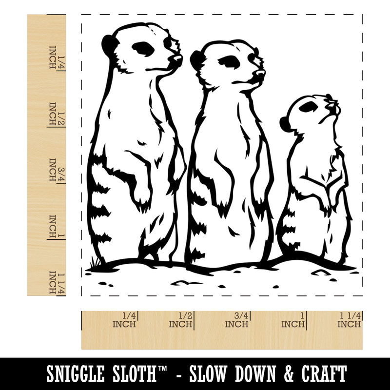 Curious Meerkat Family Square Rubber Stamp for Stamping Crafting