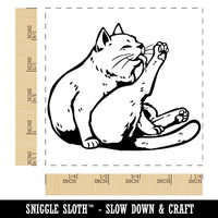 Cute Cat Grooming Leg Square Rubber Stamp for Stamping Crafting