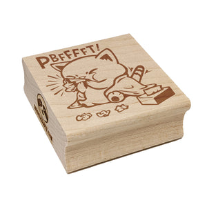 Cute Sick Cat Blowing Nose Square Rubber Stamp for Stamping Crafting