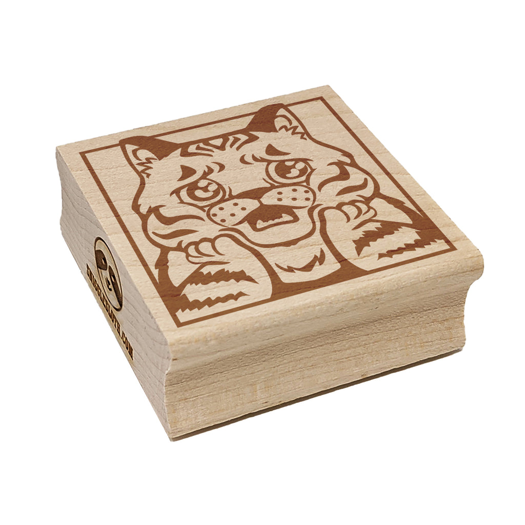 Distressed Striped Cat Looks Worried Square Rubber Stamp for Stamping Crafting