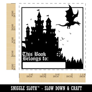 Dragon Castle This Book Belongs To Square Rubber Stamp for Stamping Crafting