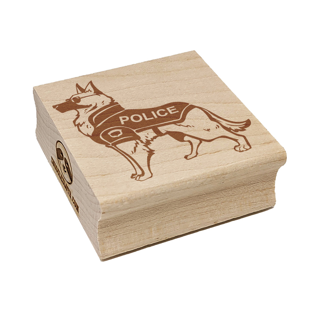 German Shepherd K-9 Police Dog Square Rubber Stamp for Stamping Crafting