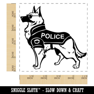 German Shepherd K-9 Police Dog Square Rubber Stamp for Stamping Crafting