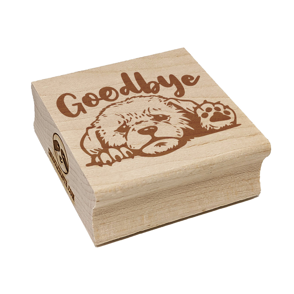 Goodbye Sad Puppy Dog Square Rubber Stamp for Stamping Crafting