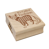 Hairless Sphynx Cat with Fashion Houndstooth Sweater Square Rubber Stamp for Stamping Crafting