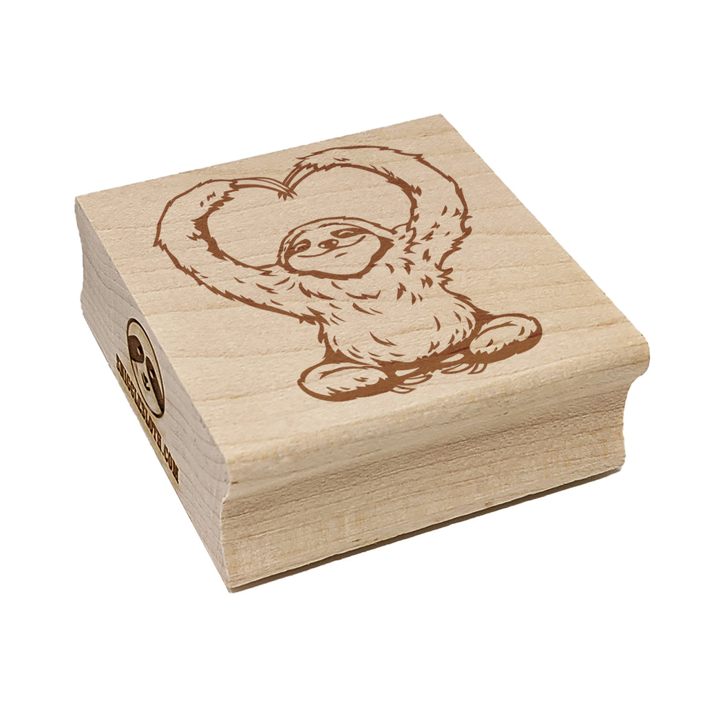 Happy Sloth Making Heart Arms Square Rubber Stamp for Stamping Crafting