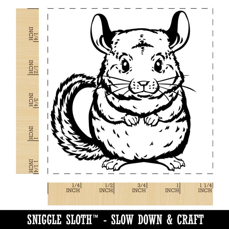 Huggable and Fluffy Chinchilla Square Rubber Stamp for Stamping Crafting