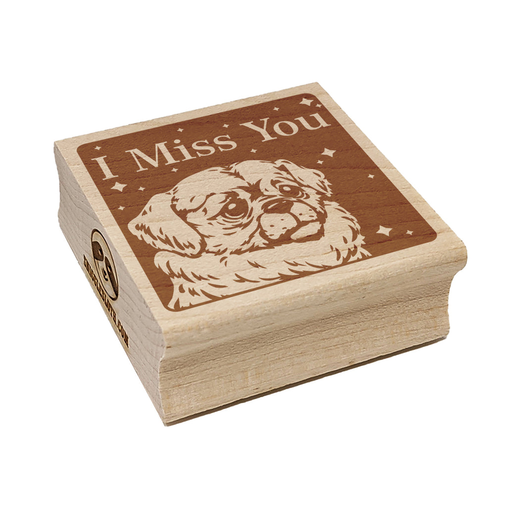 I Miss You Sad Dog Tibetan Spaniel Square Rubber Stamp for Stamping Crafting