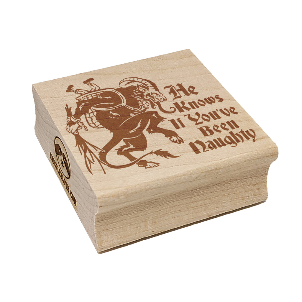 Krampus Knows If You've Been Naughty Christmas Square Rubber Stamp for Stamping Crafting