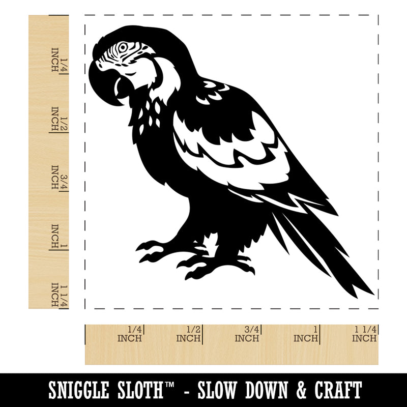 Magnificent Macaw Parrot Bird Square Rubber Stamp for Stamping Crafting