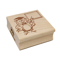 Owl Teacher with Blank Whiteboard Chalkboard Square Rubber Stamp for Stamping Crafting