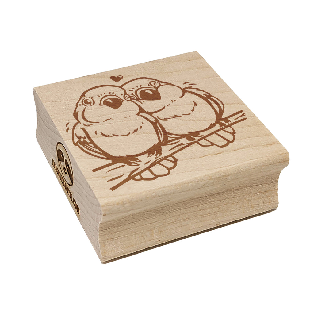 Pair of Lovebirds Parrots Anniversary Valentine's Day Square Rubber Stamp for Stamping Crafting