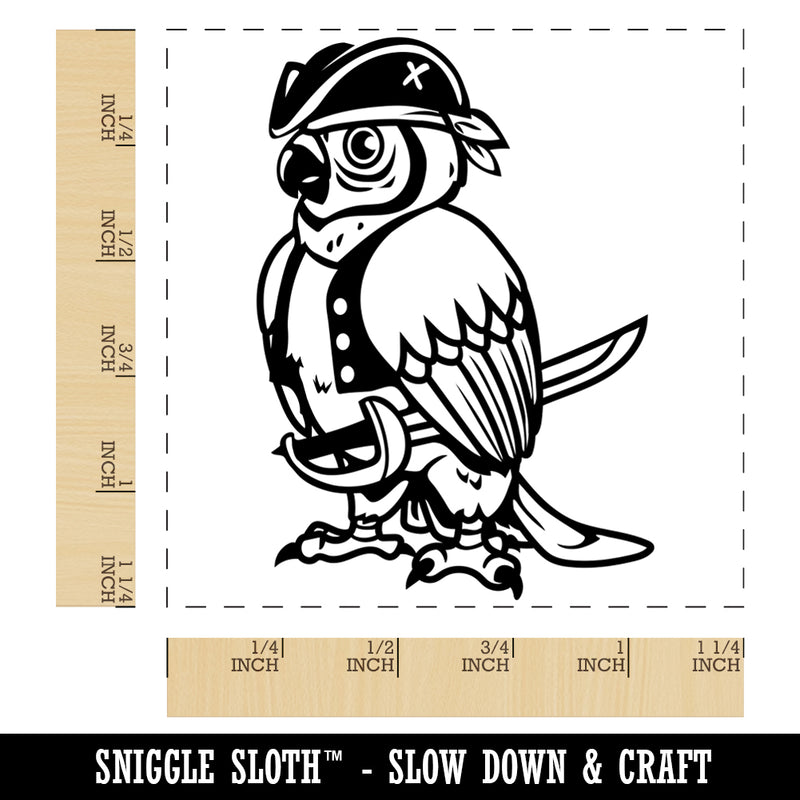 Pirate Parrot with Sword Square Rubber Stamp for Stamping Crafting