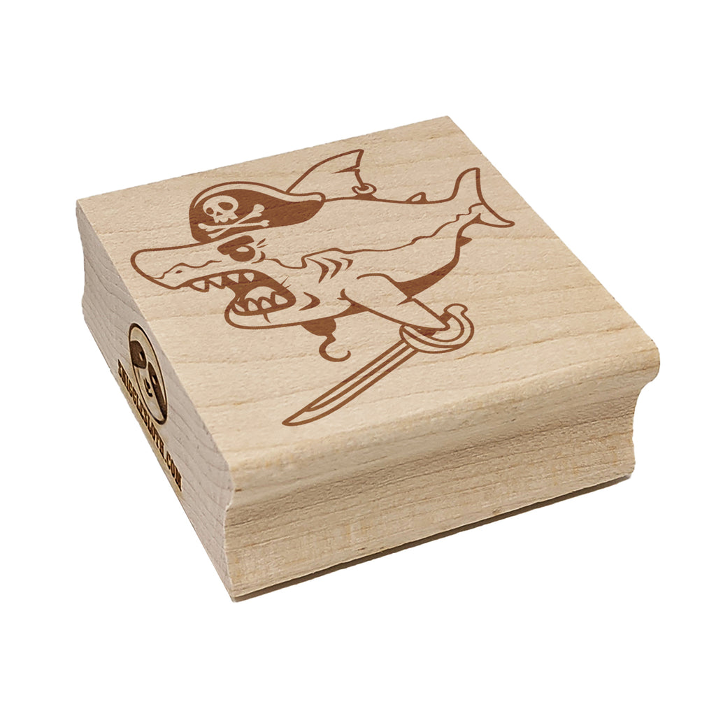 Pirate Shark with Hook and Sword Square Rubber Stamp for Stamping Crafting