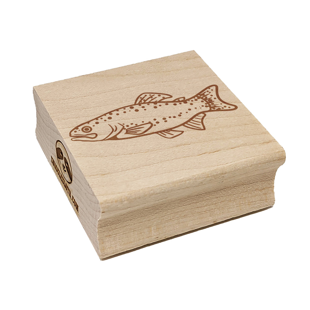 Rainbow Trout Fish with Spots Fishing Square Rubber Stamp for Stamping Crafting