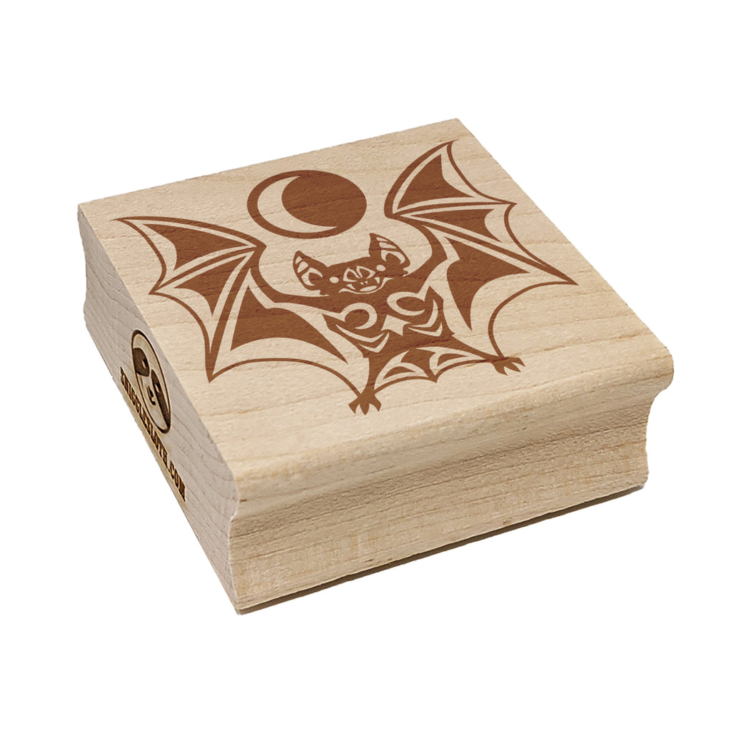 Runic Tribal Vampire Bat with Moon Square Rubber Stamp for Stamping Crafting