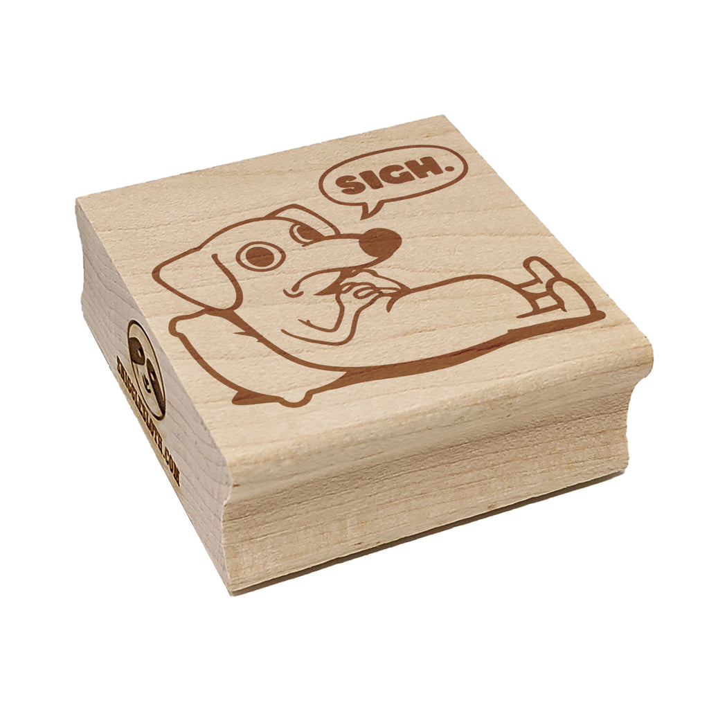 Sad Dachshund Weiner Dog Sigh Square Rubber Stamp for Stamping Crafting