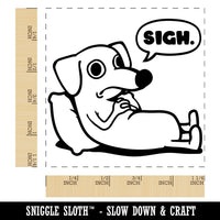 Sad Dachshund Weiner Dog Sigh Square Rubber Stamp for Stamping Crafting