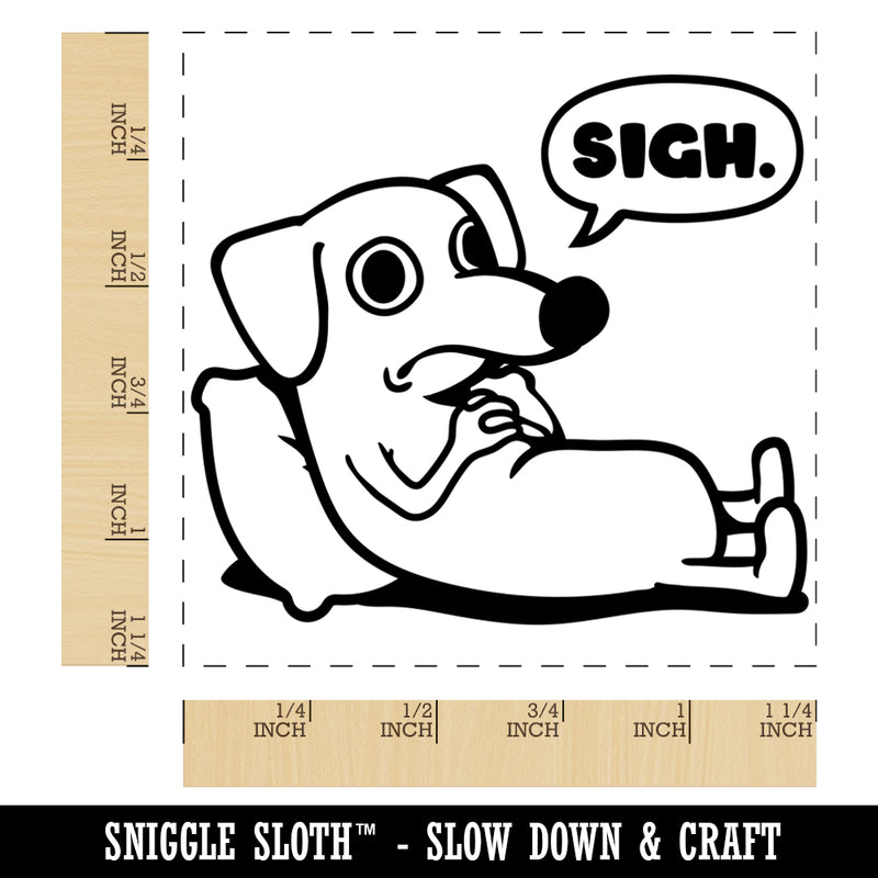 Sad Dachshund Weiner Dog Sigh Square Rubber Stamp for Stamping Crafting