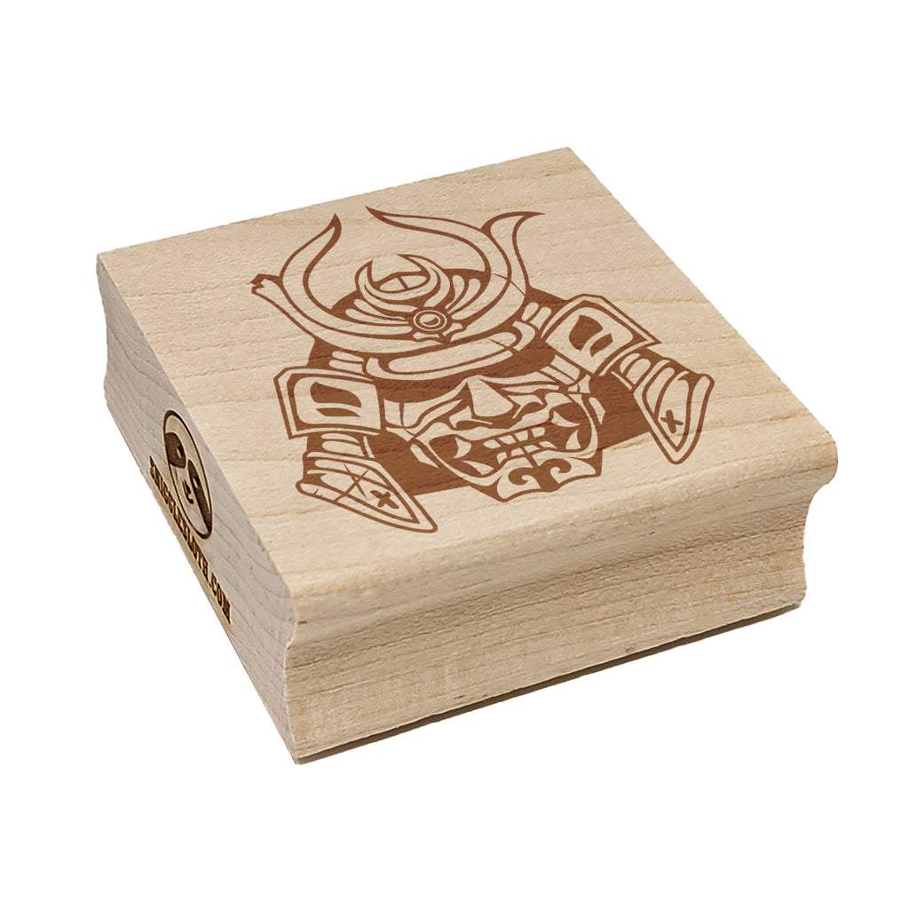 Samurai Warrior Oni Helmet Square Rubber Stamp for Stamping Crafting