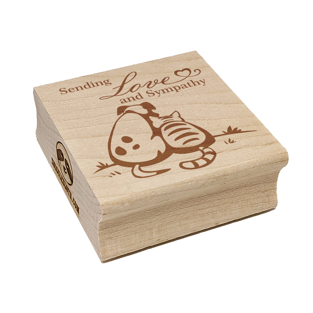 Sending Love and Sympathy Cat and Dog Square Rubber Stamp for Stamping Crafting