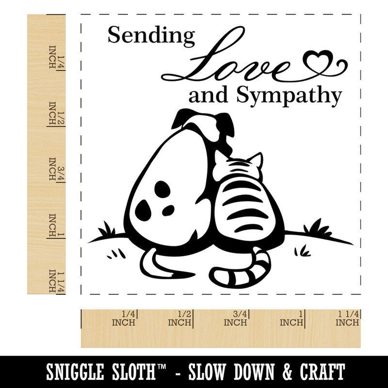 Sending Love and Sympathy Cat and Dog Square Rubber Stamp for Stamping Crafting